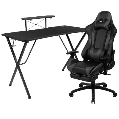 Emma And Oliver Gaming Desk & Chair Set With Cup Holder, Headphone Hook, And Monitor Stand - Image 13