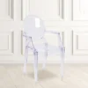 Emma And Oliver 4 Pack Oval Back Ghost Chair - Arms In Transparent Crystal - Stackable Side Chair