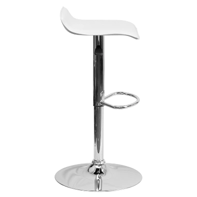 Emma And Oliver 2 Pack Contemporary Vinyl Adjustable Height Barstool With Solid Wave Seat And Chrome Base - Image 8