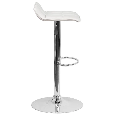 Emma And Oliver 2 Pack Contemporary Vinyl Adjustable Height Barstool With Quilted Wave Seat And Chrome Base - Image 8