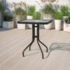 Emma And Oliver 23.5" Square Tempered Glass Metal Table