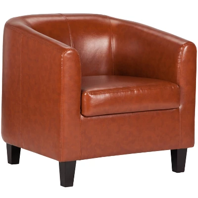 Emma And Oliver Leather Lounge Chair With Sloping Arms - Image 11