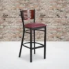 Emma And Oliver Black Decorative Slat Back Metal Restaurant Dining Barstool