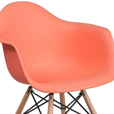 Emma And Oliver Plastic Accent Dining Chair With Arms And Wooden Legs - Image 4
