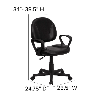 Emma And Oliver Mid-Back Black LeatherSoft Swivel Ergonomic Office Chair - Back Adjustment - Image 3