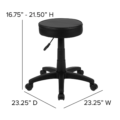 Emma And Oliver Black Adjustable Doctors Stool On Wheels With Ergonomic Molded Seat - Image 4
