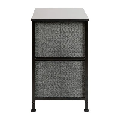 Emma And Oliver 2 Drawer Storage Stand With Wood Top & Dark Fabric Pull Drawers - Image 7