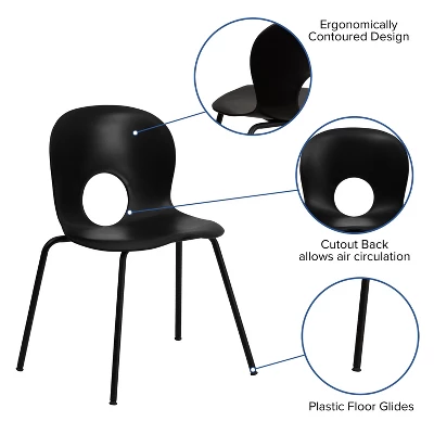 Emma And Oliver Multipurpose Designer Plastic Cafe Stack Chair - Image 2