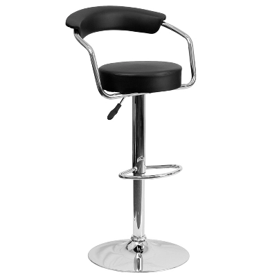 Emma And Oliver Contemporary Vinyl Adjustable Height Barstool With Arms - Image 10