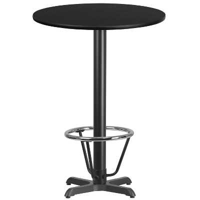 Emma And Oliver 30" Round Laminate Bar Table With 22"x22" Foot Ring Base - Image 5