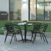 Emma And Oliver 31.5'' Square Aluminum Indoor-Outdoor Table Set With 4 Slat Back Chairs