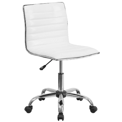 Emma And Oliver Low Back Designer Armless Ribbed Swivel Task Office Chair - Image 16