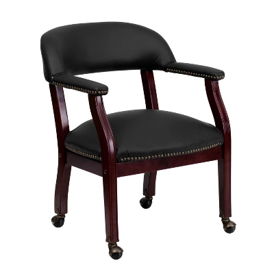 Emma And Oliver Conference Chair With Accent Nail Trim And Casters - Image 12