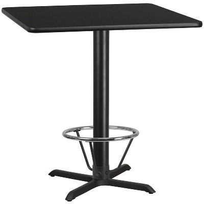 Emma And Oliver 42" Square Laminate Bar Table With 33"x33" Foot Ring Base - Image 5