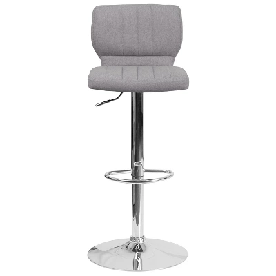 Emma And Oliver 2 Pack Contemporary Vinyl Adjustable Height Barstool With Vertical Stitch Back And Chrome Base - Image 9