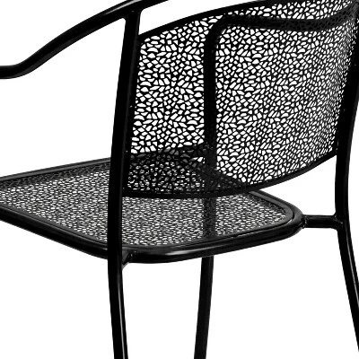 Emma And Oliver Commercial Grade 5 Pack Indoor-Outdoor Steel Patio Arm Chair With Round Back - Image 6