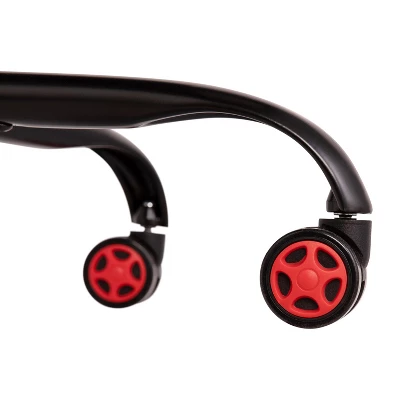 Emma And Oliver Ergonomic High Back Swivel Gaming Chair With Diamond Stitch Black Faux Leather Upholstery With Red Accent Stripes, Padded Arms - Image 12