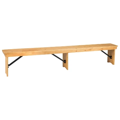 Emma And Oliver 8' X 12" Antique Rustic Solid Pine Folding Farm Bench - Portable Bench - Image 13