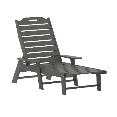 Emma And Oliver Set Of 2 Poly Resin Adjustable Adirondack Lounger With Swivel Cup Holder For Indoor/Outdoor Use - Image 14