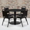 Emma And Oliver 36" Round Laminate Table Set With 4 Trapezoidal Banquet Chairs