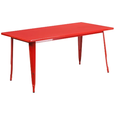 Emma And Oliver Commercial 31.5" X 63" Rectangular Colorful Metal Indoor-Outdoor Dining Table - Image 7