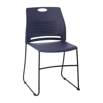 Emma And Oliver Heavy Duty 660 Lb. Capacity Ergonomic Polypropylene Stack Chair With Perforated Back And Steel Sled Base - Image 13