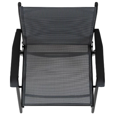 Emma And Oliver Black Outdoor Folding Patio Sling Chair / Portable Chair (2 Pack) - Image 7