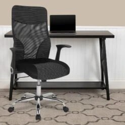 Emma And Oliver High Back Black/White Ergonomic Office Chair With Contemporary Mesh Design