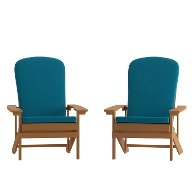 Emma And Oliver Set Of Two All-Weather Polyresin Adirondack Chairs With Cushions - Image 19
