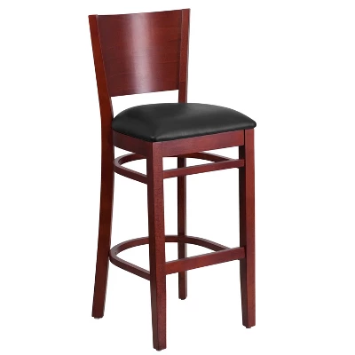 Emma And Oliver Solid Back Wooden Restaurant Dining Barstool - Image 6